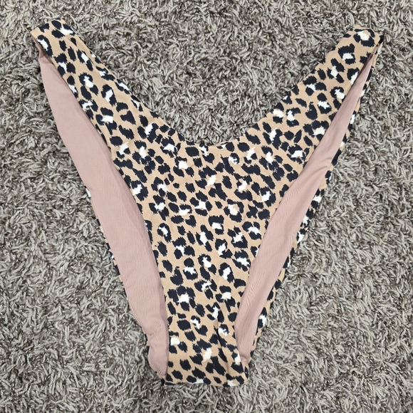 Aerie NWT Cheetah Print Super High Cut Cheekier Bikini Swim Bottom - Picture 2 of 4